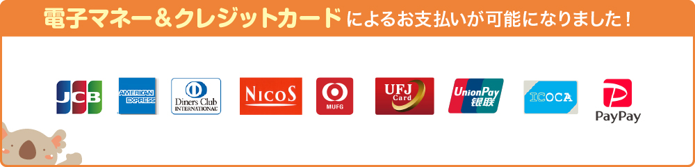 電子マネー&クレジットカードによるお支払いが可能です!